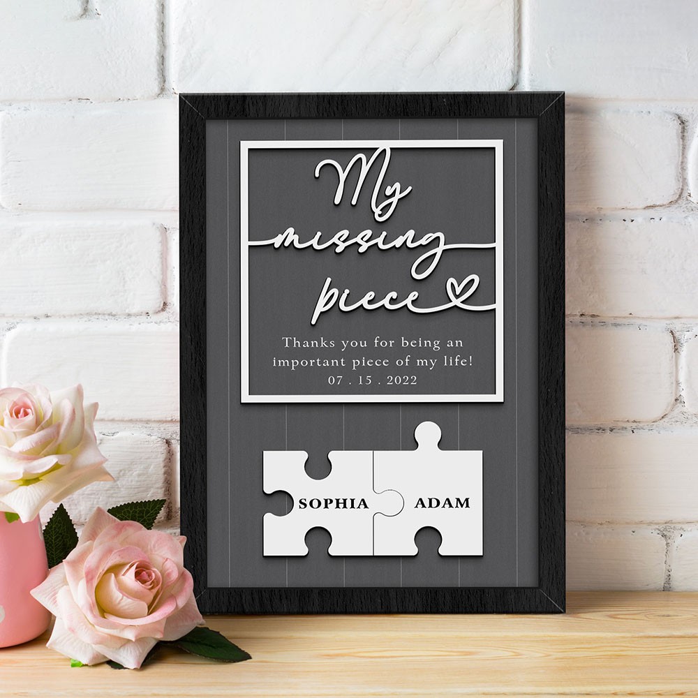 Personalized My Missing Piece Couple Wooden Sign Valentine's Day Anniversary Gift For Couple