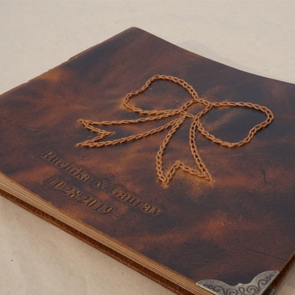Personalized Vintage Style Genuine Leather Photo Album Valentine's Day Anniversary Gift For Couple