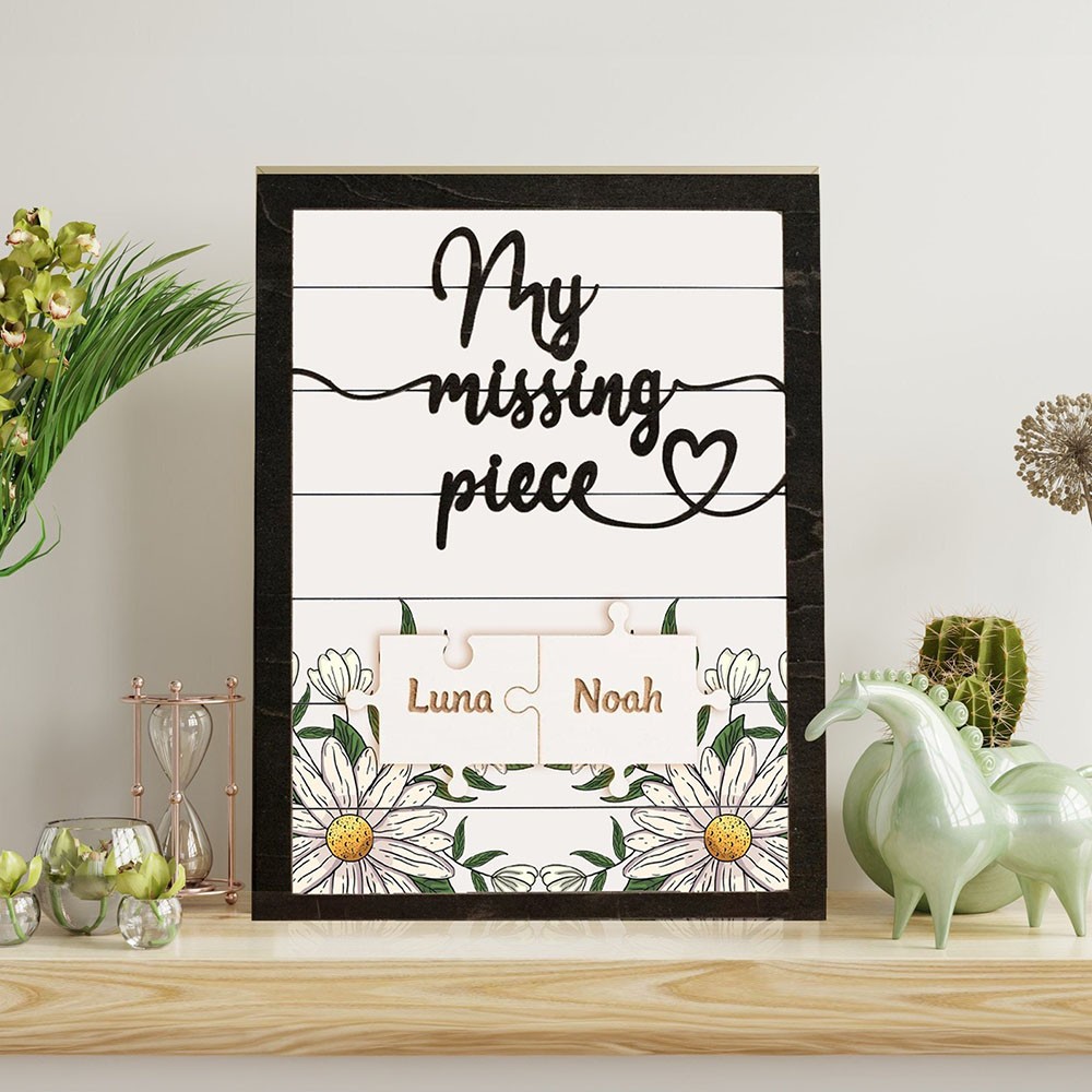 Personalized My Missing Piece Couple Wooden Sign Valentine's Day Anniversary Gift For Couple