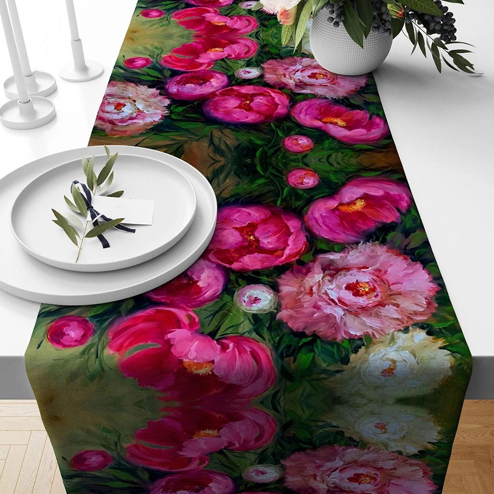 Floral Table Runner Flowers Print Table Runner Floral Rose Table Decoration Family Party Decor
