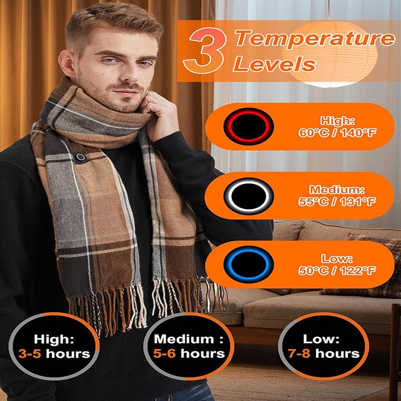 Intelligent Electric Heating Scarf Rechargeable Neck Warmer For Men