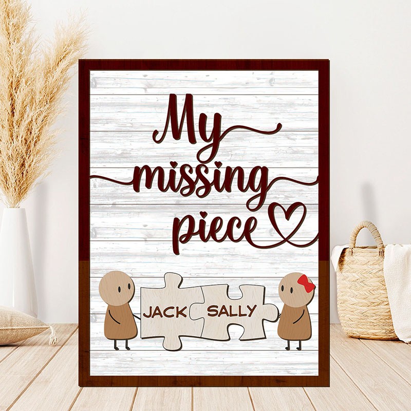 Personalized My Missing Piece Couple Wooden Sign Valentine's Day Anniversary Gift For Couple