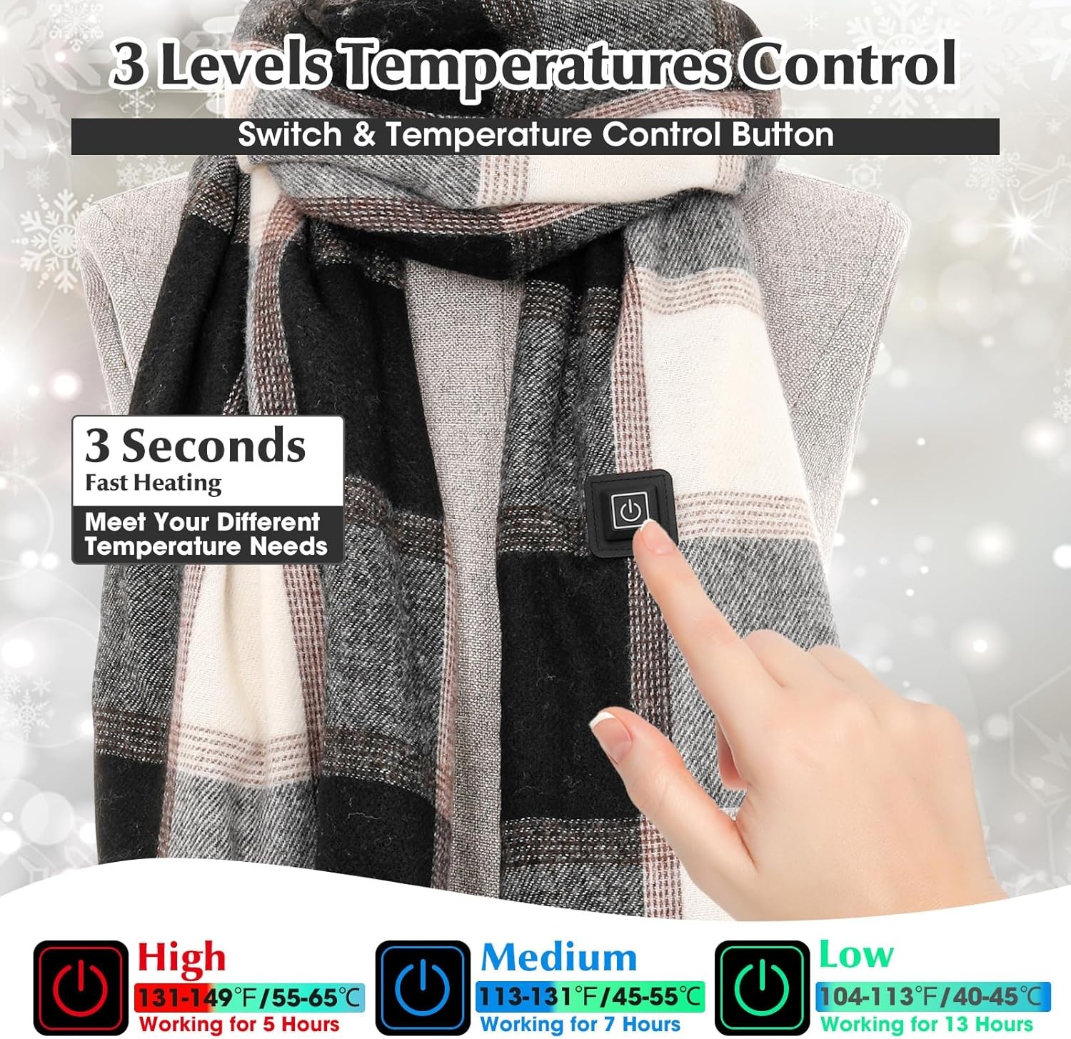 Intelligent Electric Heating Scarf Rechargeable Neck Warmer For Women and Men