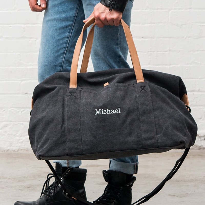 Personalized Groomsmen Gift Embroidered Black Duffel Bag Overnight Bag Honeymoon Travel Bag Best Man Gift