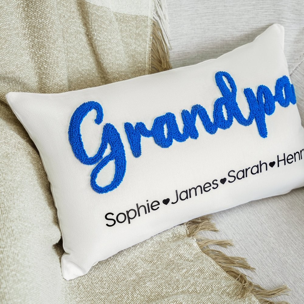 Personalized Embroidered Granddad Pillow Cover Fathers Day Pop Punch Needle Throw Pillow Father's Day Gift