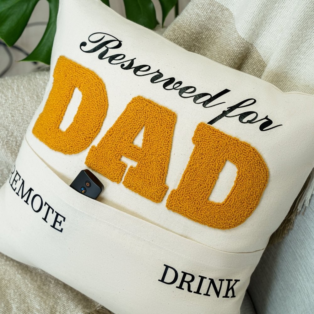 Personalized Embroidered Dad Pocket Pillow Cover Fathers Day Pop Punch Needle Throw Pillow Father's Day Gift