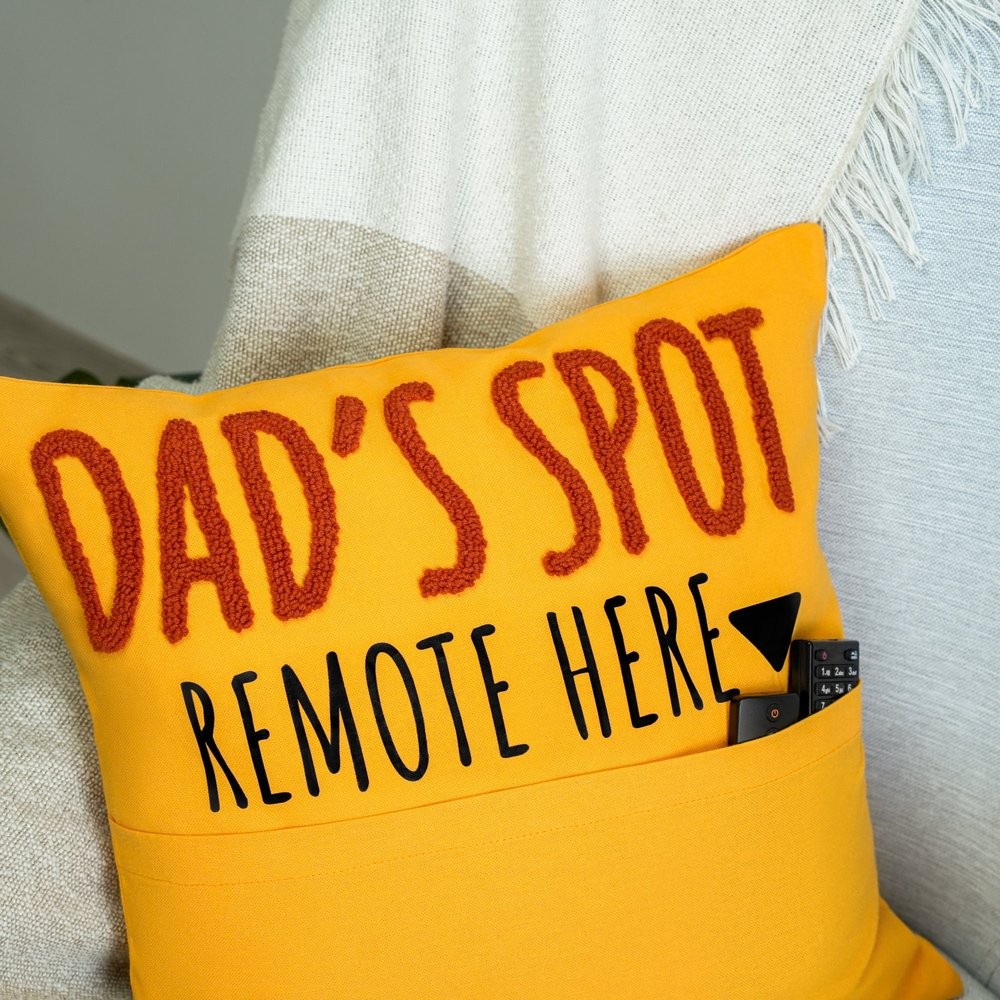Personalized Embroidered Dad Pocket Pillow Cover Fathers Day Pop Punch Needle Throw Pillow Father's Day Gift