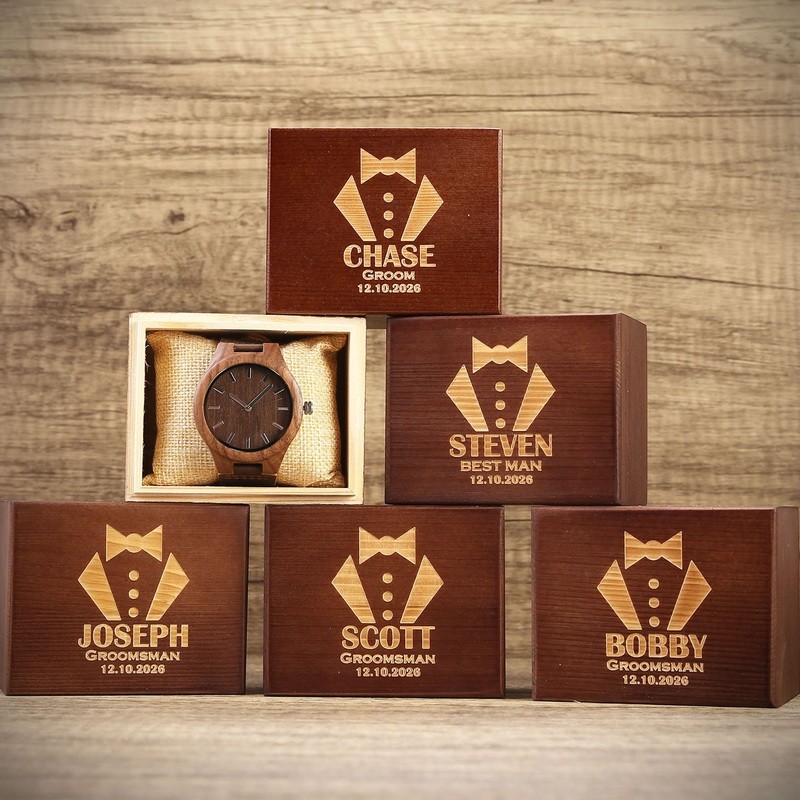 Personalized Walnut Wooden Watches for Men Groomsmen Proposal Gifts Best Man Gift