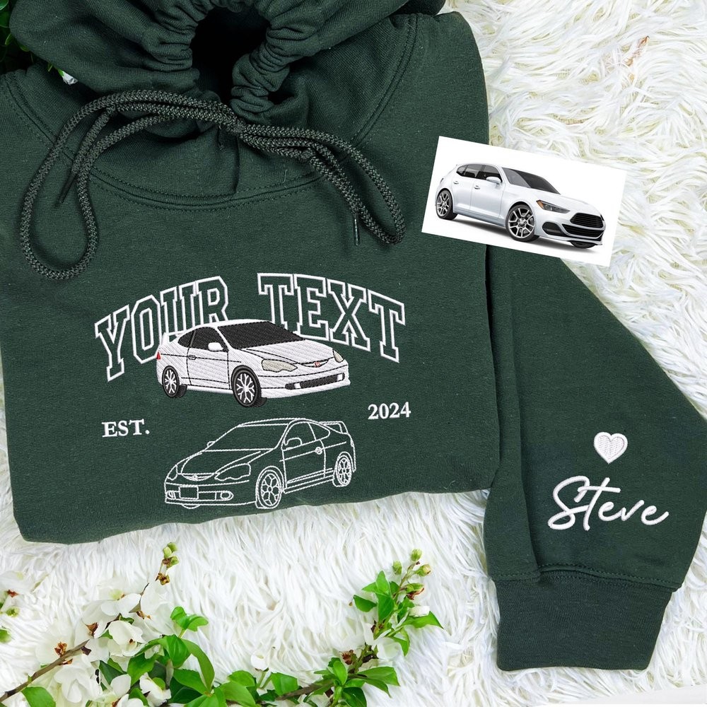 Personalized Embroidered Car Photo Hoodie Car Lover Gift Fathers Day Gift