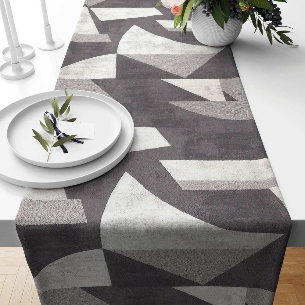 Minimalist Abstract Table Runner Retro Mid Century Party Table Runner Geometric Table Decoration Family Party Decor