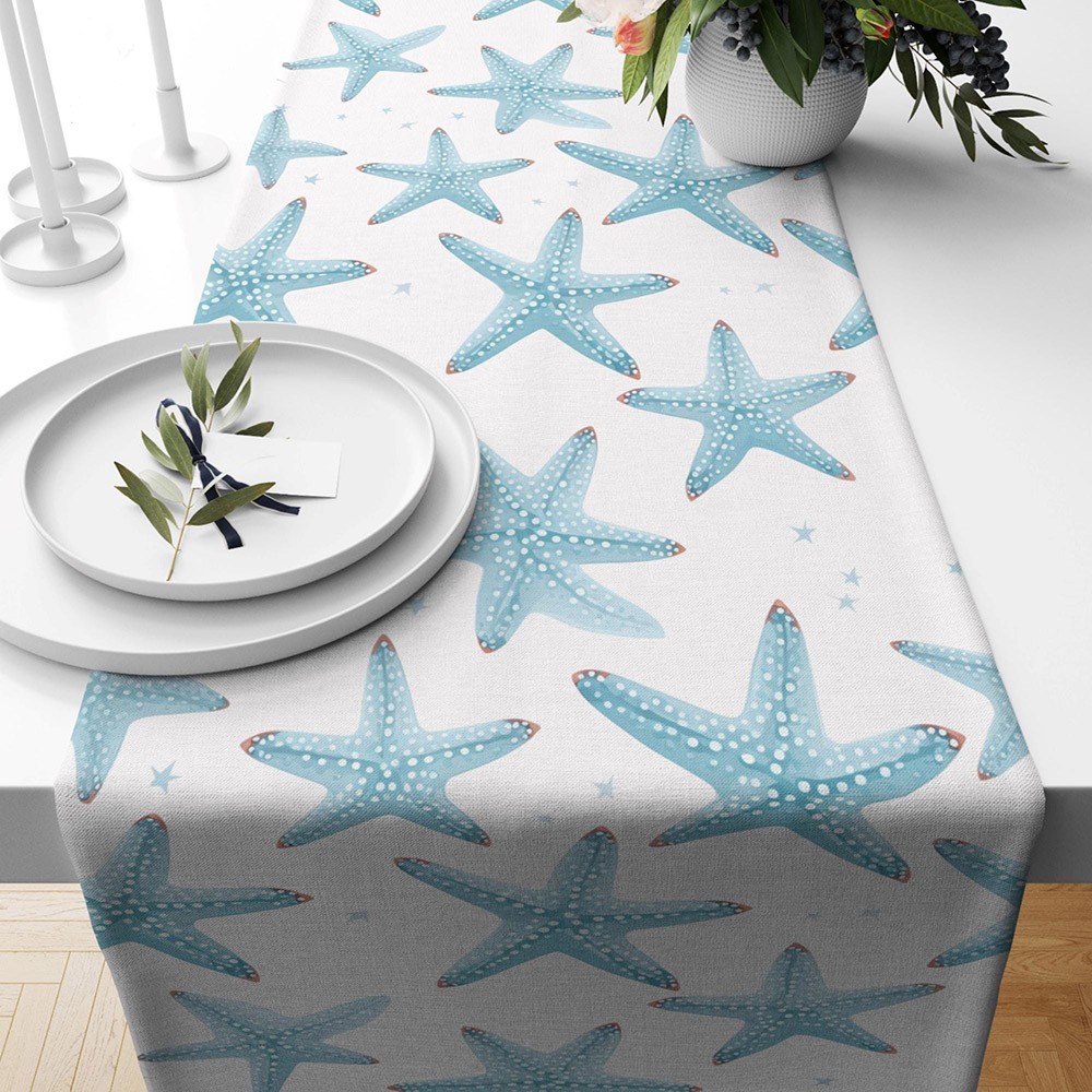 Nautical Starfish Table Runner Starfish Coral Table Runner Coastal Elegance Table Decoration Beach Party Decor