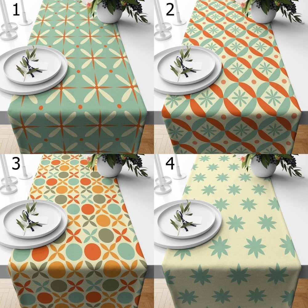 Mid Century Modern Table Runner Retro Vintage Coffee Table Runner Party Table Decoration Family Party Decor