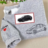 Personalized Embroidered Car Photo Outline Hoodie Car Lover Gift Fathers Day Gift