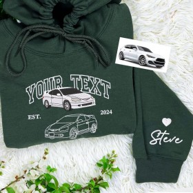Personalized Embroidered Car Photo Hoodie Car Lover Gift Fathers Day Gift