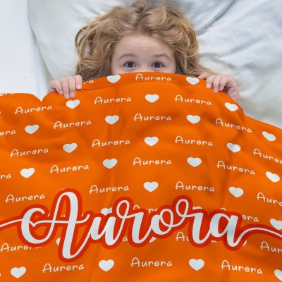 Personalized Heart Icon Multi color Name Soft Throw Blanket Birthday Christmas Gift