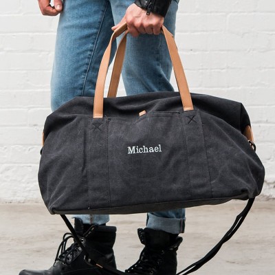 Personalized Groomsmen Gift Embroidered Black Duffel Bag Overnight Bag Honeymoon Travel Bag Best Man Gift