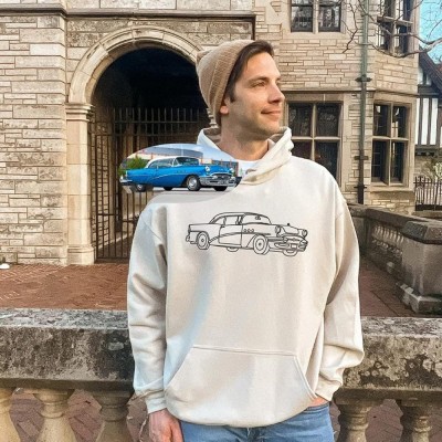 Personalized Car Photo Hoodie Car Lover Gift Gift For Boyfriend Casual Sweatshirt Fathers Day Gift