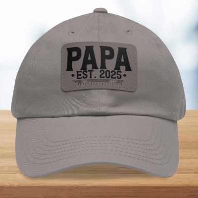Personalized Papa Leather Patch Trucker Hats EST Year  Dad Hats Fathers Day Hat New Dad Gift