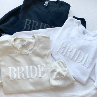 Personalized Gift For Bride Initial Heart Sleeve Sweatshirt Engagement Gift Unique Bridal Shower Gift