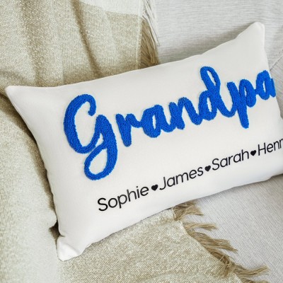 Personalized Embroidered Granddad Pillow Cover Fathers Day Pop Punch Needle Throw Pillow Father's Day Gift