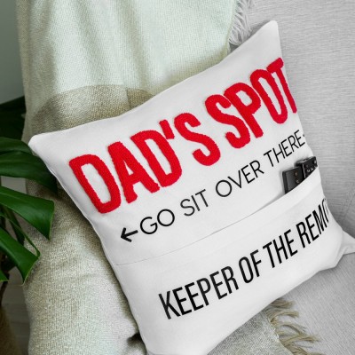 Personalized Embroidered Dad Pocket Pillow Cover Fathers Day Pop Punch Needle Throw Pillow Father's Day Gift