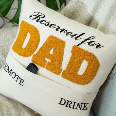 Personalized Embroidered Dad Pocket Pillow Cover Fathers Day Pop Punch Needle Throw Pillow Father's Day Gift