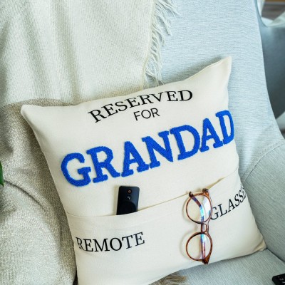 Personalized Embroidered Dad Pocket Pillow Cover Fathers Day Pop Punch Needle Throw Pillow Father's Day Gift