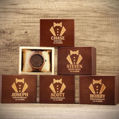 Personalized Walnut Wooden Watches for Men Groomsmen Proposal Gifts Best Man Gift