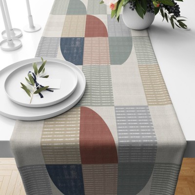 Retro Mid Century Modern Geometric Runner Retro Party Table Runner 70s Table Decoration Family Party Decor