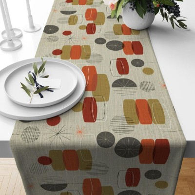 Retro Geometric Runner Abstract Party Table Runner Mid Century Art Table Decoration Family Party Decor