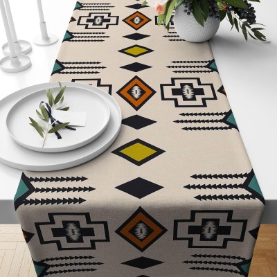 Retro Geometric Runner Abstract Party Table Runner Mid Century Art Table Decoration Family Party Decor