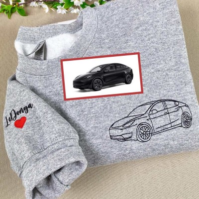 Personalized Embroidered Car Photo Outline Hoodie Car Lover Gift Fathers Day Gift