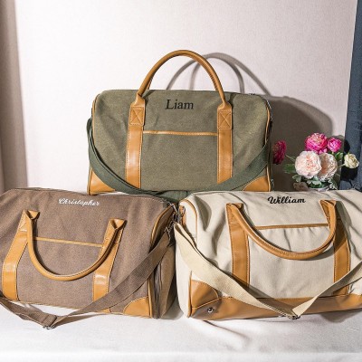 Personalized Groomsmen Gift Embroidered Name Duffel Bag Honeymoon Travel Bag Weekender Bag Best Man Gift 