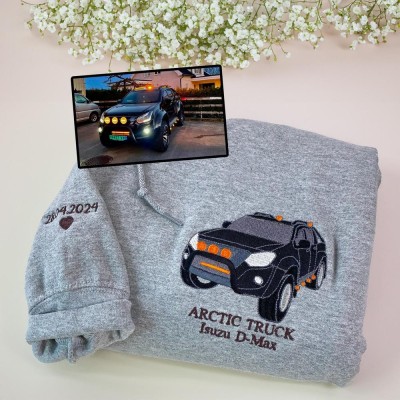 Personalized Embroidered Car Photo Hoodie Car Lover Gift Fathers Day Gift