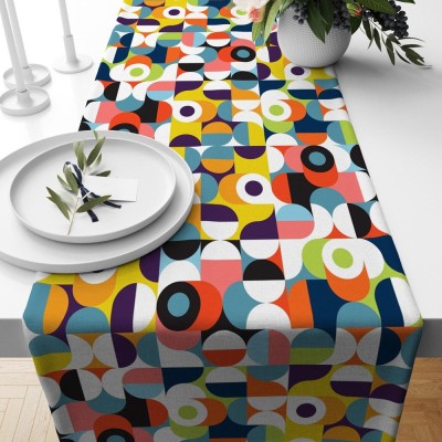 Retro Geometric Runner Abstract Party Table Runner Mid Century Art Table Decoration Family Party Decor