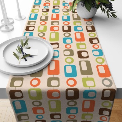 Retro Geometric Runner Abstract Party Table Runner Mid Century Art Table Decoration Family Party Decor