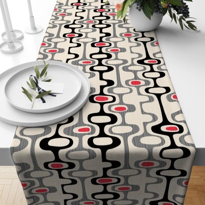 Retro Geometric Runner Abstract Party Table Runner Mid Century Art Table Decoration Family Party Decor