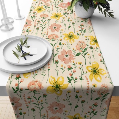 Spring Flowers Table Runner Daisy Floral Print Table Runner Wildflowers Table Decoration Family Party Decor