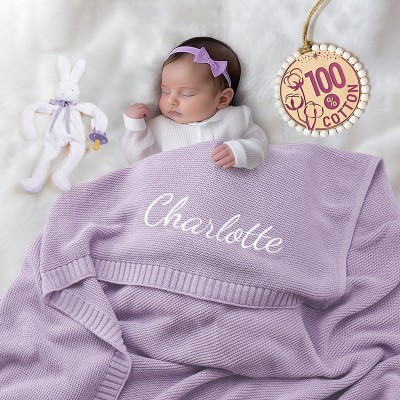 Personalized Baby Name Stroller Blanket Soft Breathable Cotton Knit Blanket baby shower Gift
