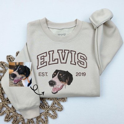Personalized Embroidered Dog Portrait Sweatshirt with Name Pet Lovers Gift