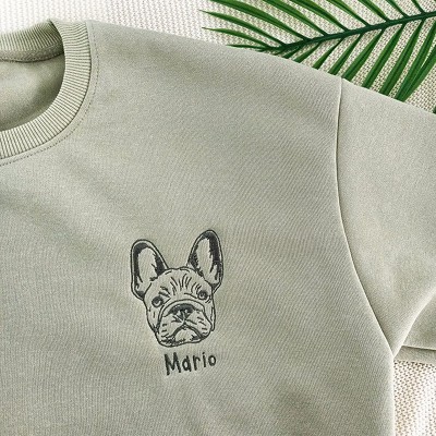 Personalized Embroidered Dog Portrait Sweatshirt with Name Pet Lovers Gift