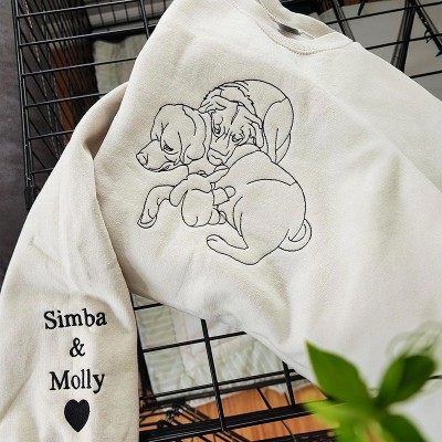 Personalized Embroidered Dog Portrait Sweatshirt with Name Pet Lovers Gift