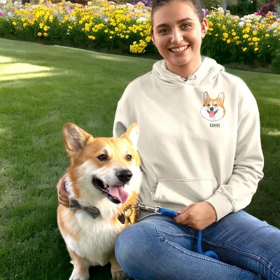 Personalized Print Dog Portrait Sweatshirt with Name Pet Lovers Gift