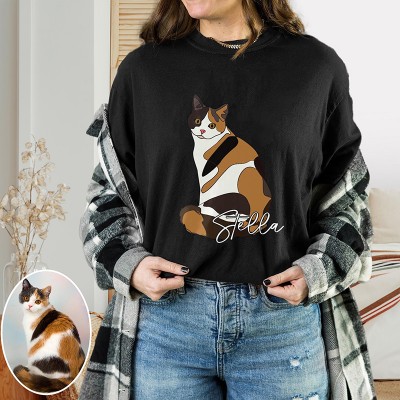 Personalized Print Dog Portrait Sweatshirt with Name Pet Lovers Gift